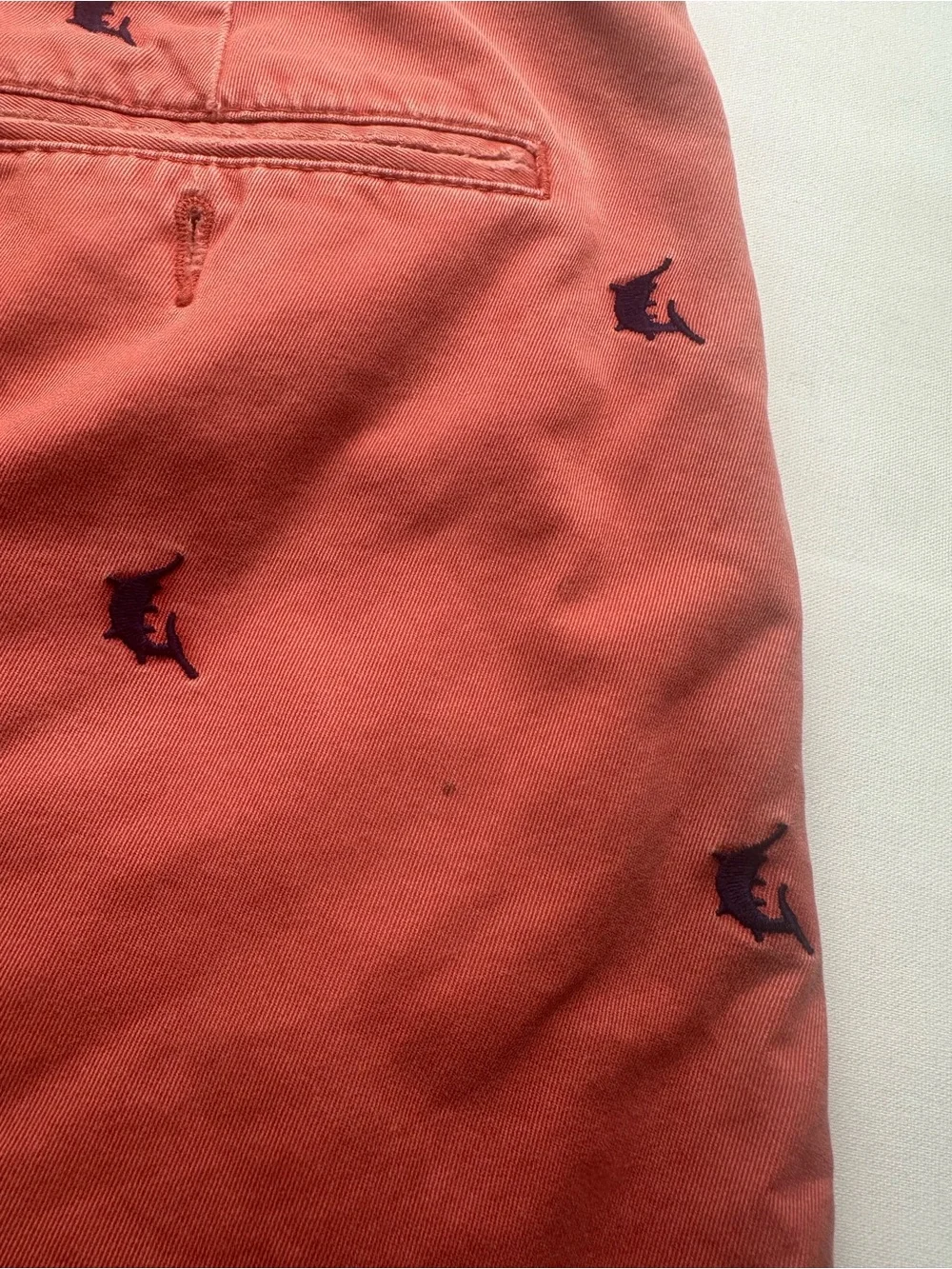 Men's Embroidered Coral distressed Cotton Shorts with print. Size 38W